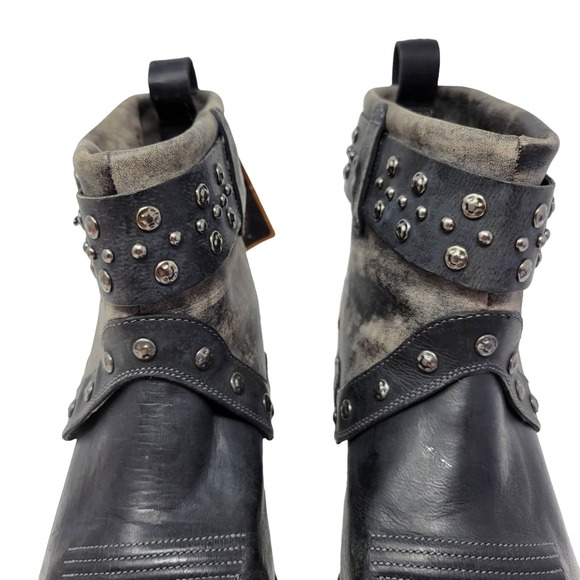 Ariat Defiance Foldover Belted Snip Toe Short Leather Studded Boots Size 6.5 B - Picture 4 of 10